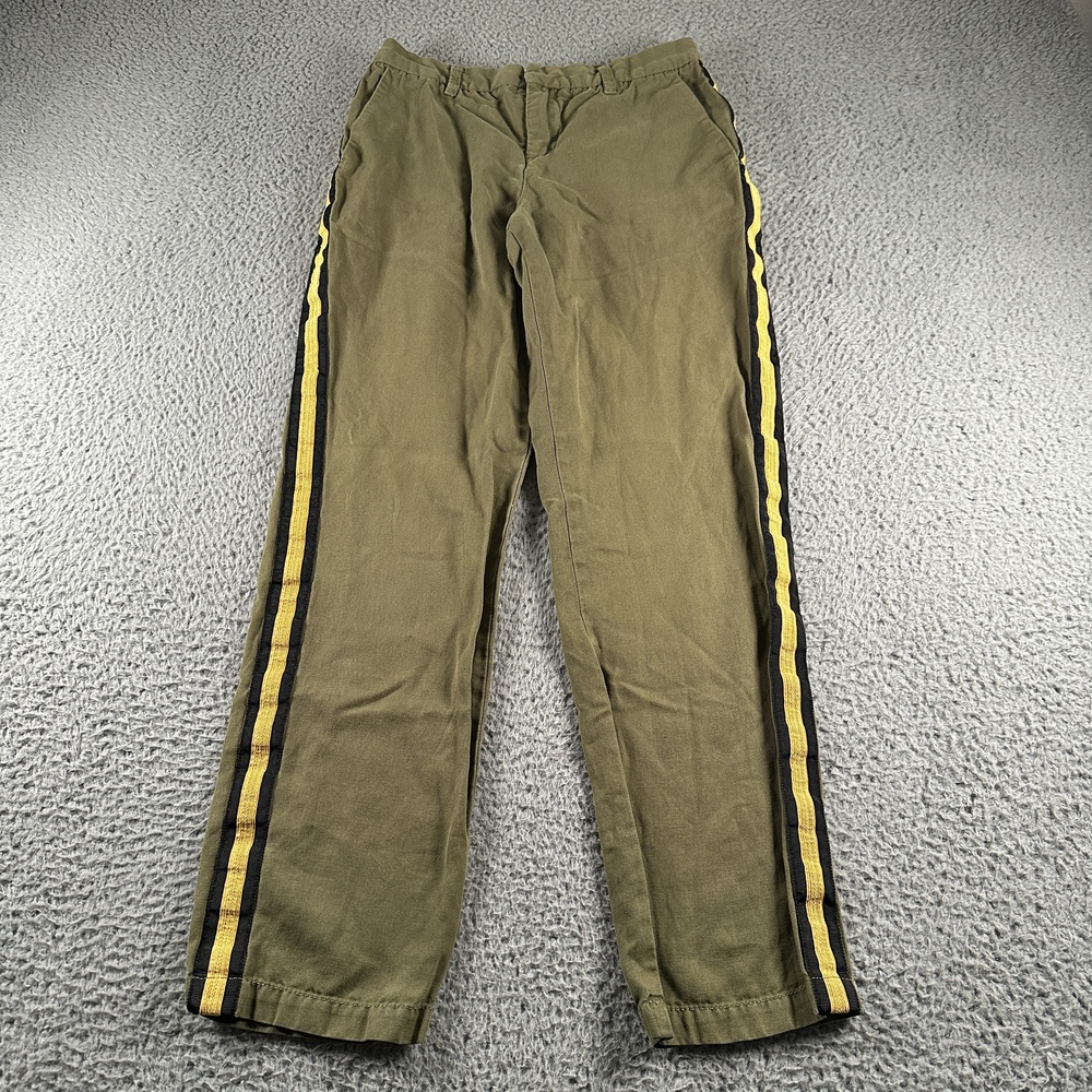 Zadig & Voltaire Chino Pants Womens 40 Green Side Stripe Linen Blend Twill
